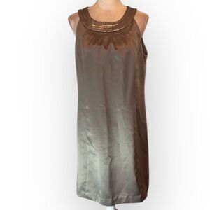 Ann Taylor Loft Gray/Silver Sleeveless Pleated Sequin Dress